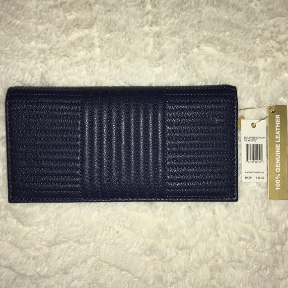 Aimee Kestenberg Leather Moto Bifold Wallet Navy - Picture 2 of 5